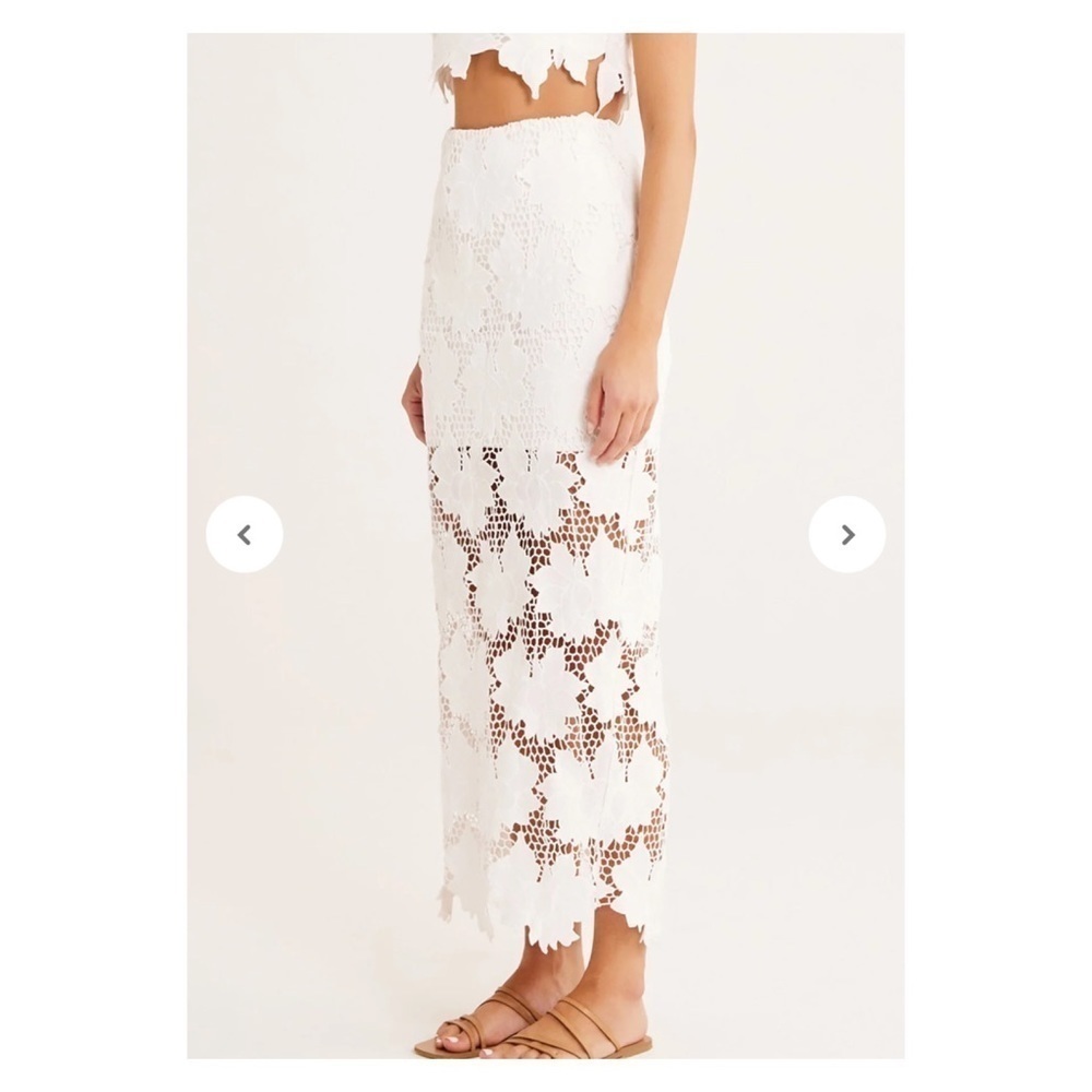 Rumer x Free People White Crochet Lace Maxi Skirt Tropez Medium NWT - Picture 6 of 11